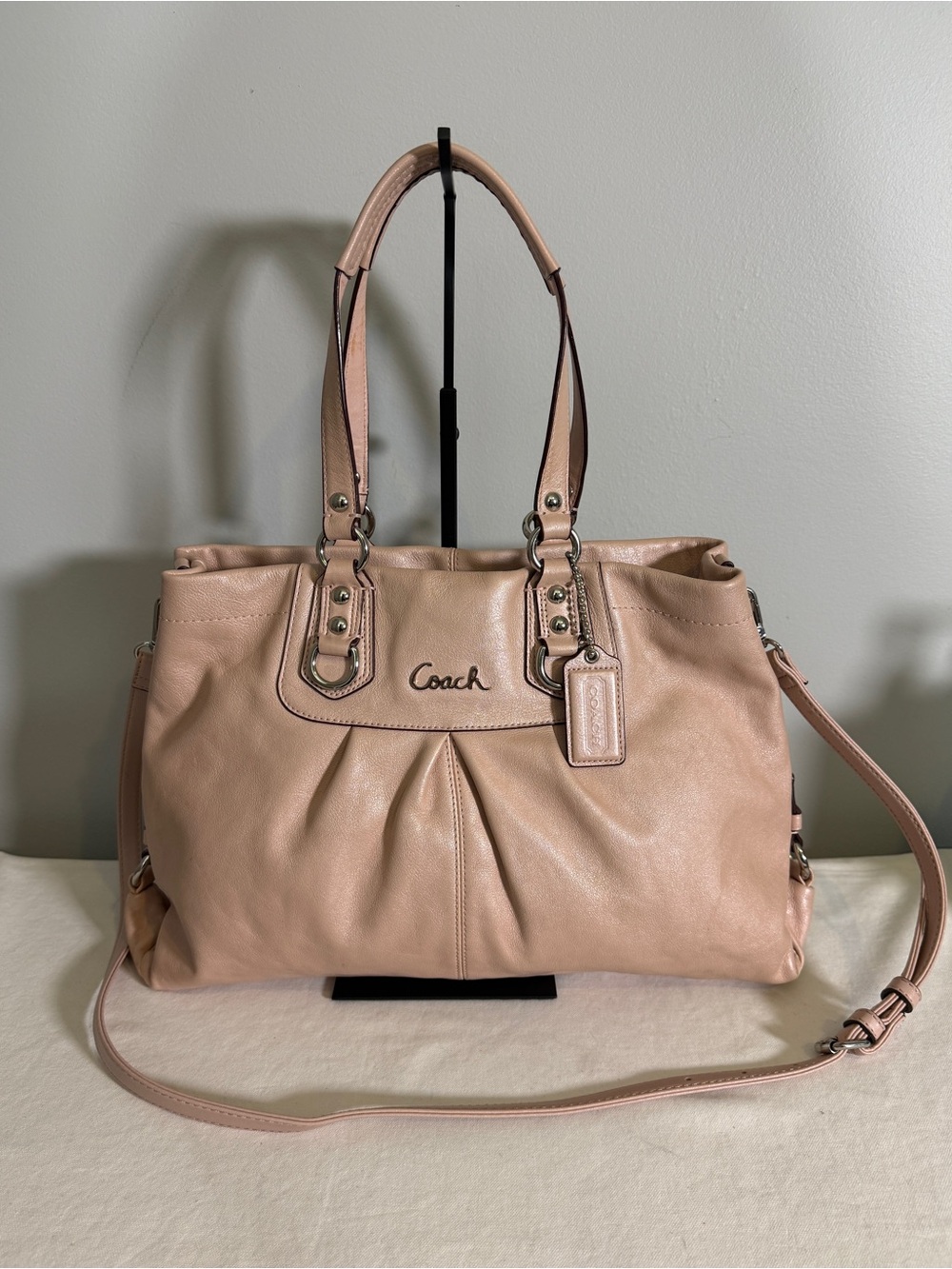 COACH Ashley Blush Pink Leather Carryall Satchel Bag F15513 w/ Replacement Strap